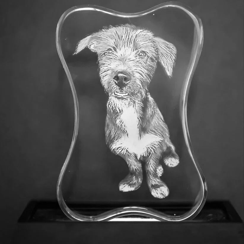 Dog Bone-Shaped Crystal for Commemorating